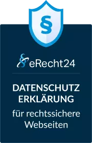 eRecht24 Siegel für rechtssichere Websites, hier Datenschutzerklärung